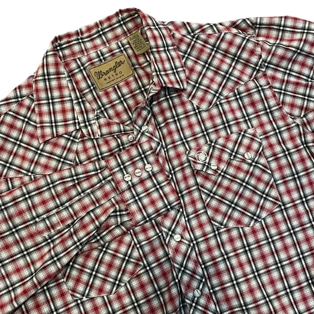 Mens Wrangler Retro Pearl Snap Western Plaid Cowboy Rodeo LS Shirt Classic XL